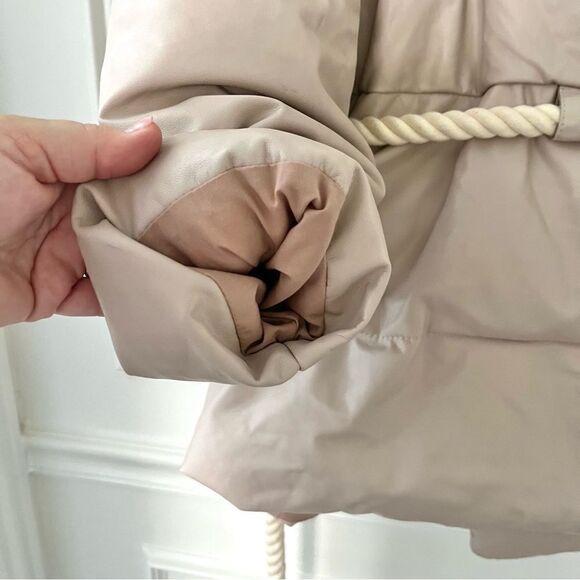 A.L.C. Liam Faux Leather Puffer Jacket Size Small in Fog Cream NEW with tags - Picture 16 of 16
